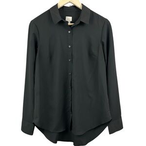 A .New Day Black Button-Up Blouse Size Medium